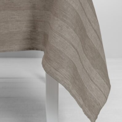 ISLA Leinen Tischdecke beige gestreift