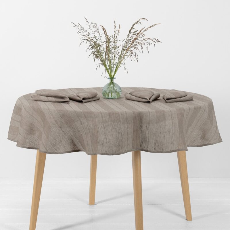 ISLA runde (ovale) Leinen Tischdecke beige