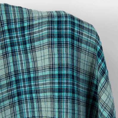 Leinenstoff türkis kariert gewaschen, 295cm breit