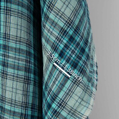 Leinenstoff türkis kariert breit gewaschen, weich, geschmeidig