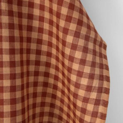 Leinenstoff braun-rot kariert, 150cm breit