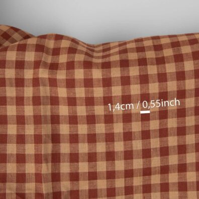 Leinenstoff braun-rot kariert, zum Nähen von Kleidung und Heimtextilien passend
