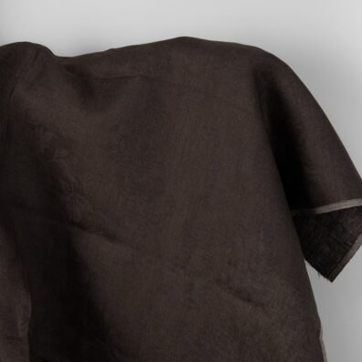 Dunkelbrauner geblümter reinleinen Jacquard