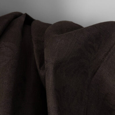 Dunkelbrauner geblümter reinleinen Jacquard, 150cm breit