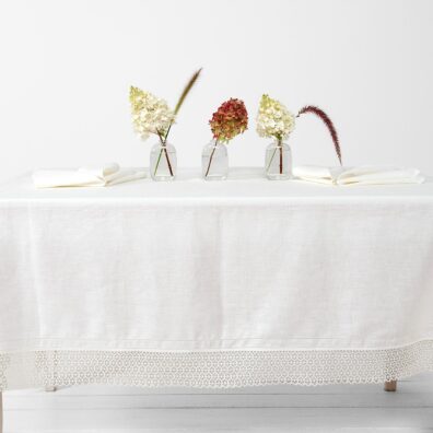 Leinen Tischdecke milchweiß