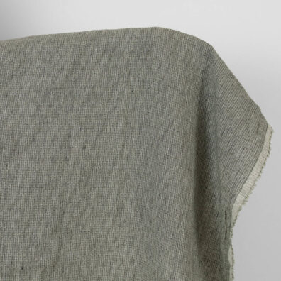 Leinenstoff grünlich-schwarz gemustert gewaschen, weich, geschmeidig