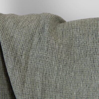 Leinenstoff grünlich-schwarz gemustert gewaschen