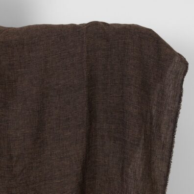 Leinenstoff schwarz-karamell gestreift gewaschen