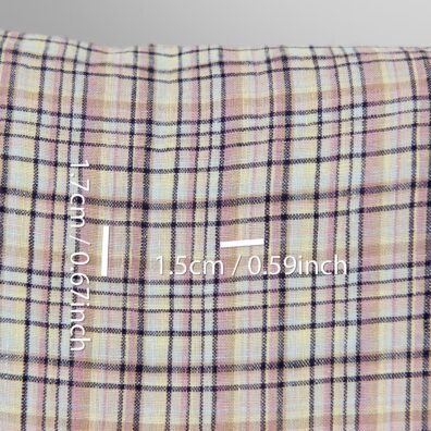 Leinenstoff pastellfarbig-dunkelblau kariert gewaschen 145 cm breit