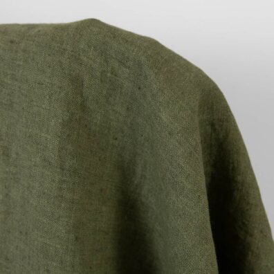 Leinenstoff dunkelgrün meliert vorgewaschen, zum Nähen von Kleidung und Heimtextilien passend