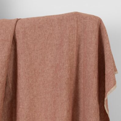 Leinenstoff rot-beige meliert gewaschen