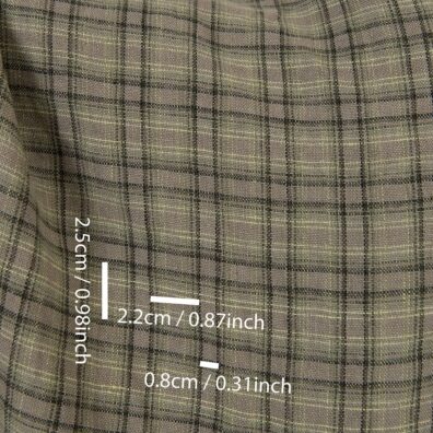 Leinenstoff dunkelbeige-grün-dunkelgrau kariert speziell gewaschen