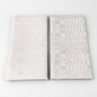 Leinen Küchentücher-Set 2tlg. naturgrau-weiß kariert und meliert