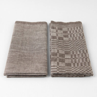 Leinen Küchentücher-Set 2tlg. naturgrau-braun kariert und meliert