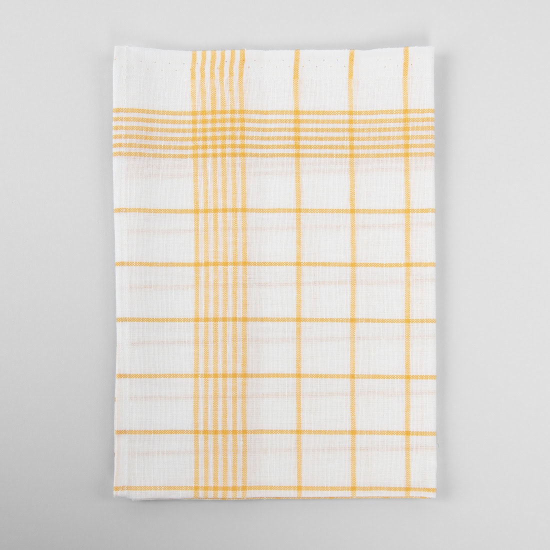 Halbleinen Küchentücher-Set schneeweiß und orangegelb kariert