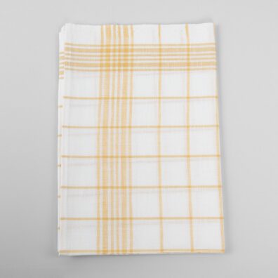 Halbleinen Küchentücher-Set schneeweiß und maisgelb kariert