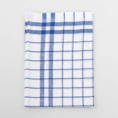 Halbleinen Küchentücher-Set schneeweiß und blau kariert