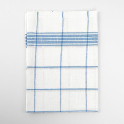 Halbleinen Küchentücher-Set schneeweiß und meerblau kariert