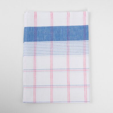 Halbleinen Küchentücher-Set schneeweiß, blau, intensiv rosa kariert