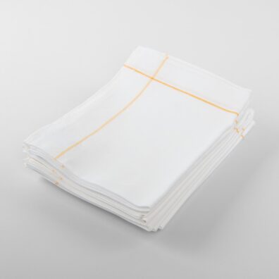 Halbleinen Küchentücher-Set weiß, gelb eingerahmt