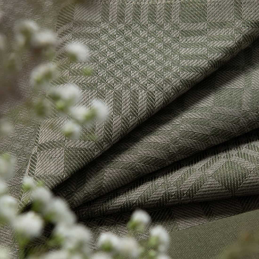 WILLOW Halbleinen-Serviette moosgrün-grau kariert, in Köperbindung gewebt