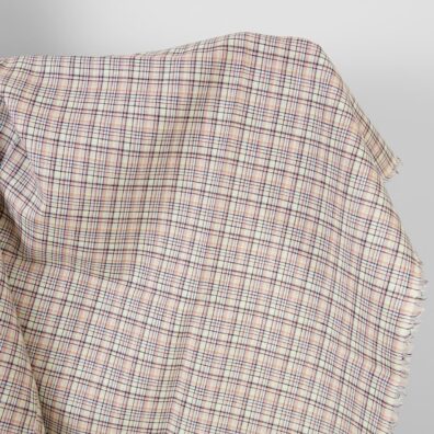 Leinenstoff pastellfarbig-dunkelblau kariert