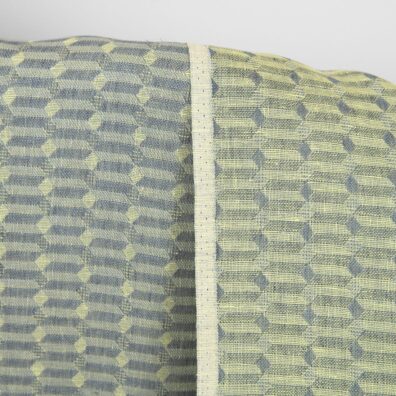 Leinenstoff grau-hellgelb gemustert doppelseitig, zweischichtig, Jacquard