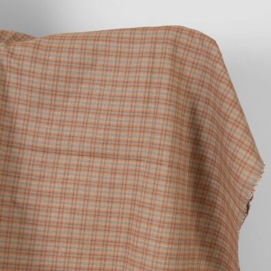 Leinenstoff beige-orange kariert