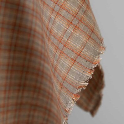Leinenstoff beige-orange kariert 150cm breit