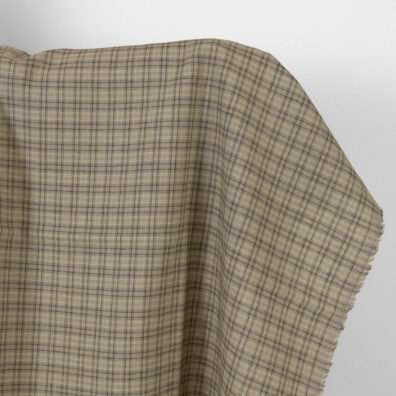 Leinenstoff dunkelbeige-grün kariert