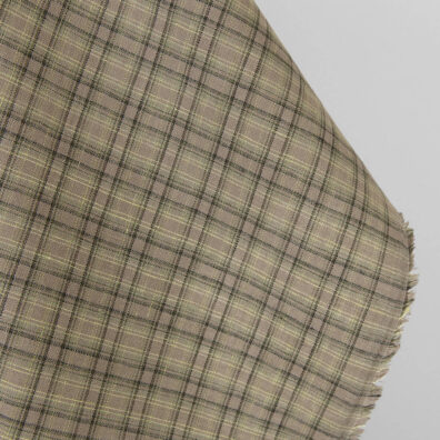 Leinenstoff dunkelbeige-grün kariert 150cm breit