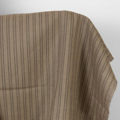 Leinenstoff dunkelbeige-grün gestreift