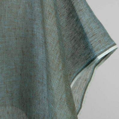 Leinenstoff grün-blau meliert transparent zum Nähen von Schals, Tüchern und Gardinen geeignet