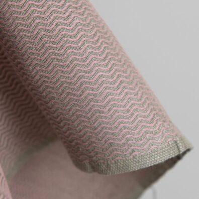 Halbleinen in grau-lila Zickzack zum Nähen von Kleidung und Heimtextilien geeignet