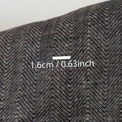 Leinenstoff in Fischgratbindung, schwarz-naturgrau gemustert