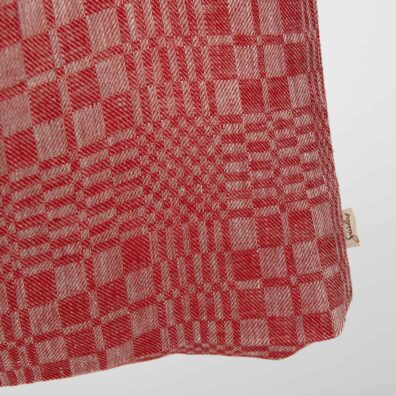 LEGGO Leinentasche intensiv rot-naturgrau kariert, in Köperbindung gewebt