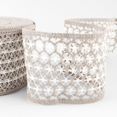 Leinenspitze naturgrau-milchweiß 9cm breit