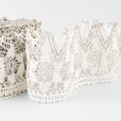 Leinenspitze naturgrau-milchweiß 10 cm breit