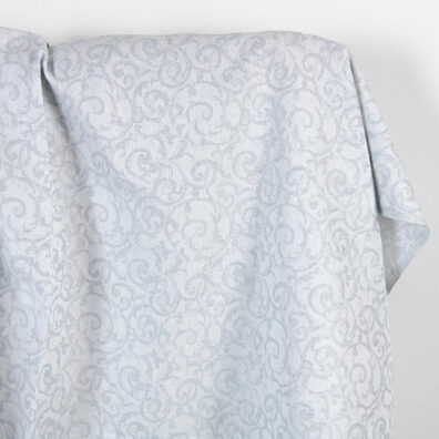 Leinen-Baumwollstoff weiß-graues Jacquard silberglänzend