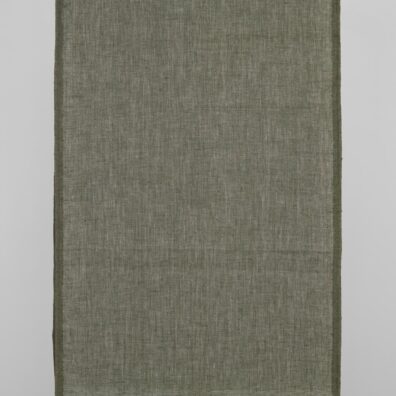 Schmaler Leinenstoff grün und naturfarben meliert
