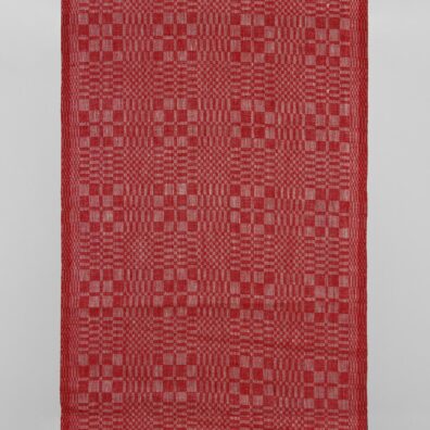 Schmaler Leinenstoff mit roten und naturfarbenen Karos